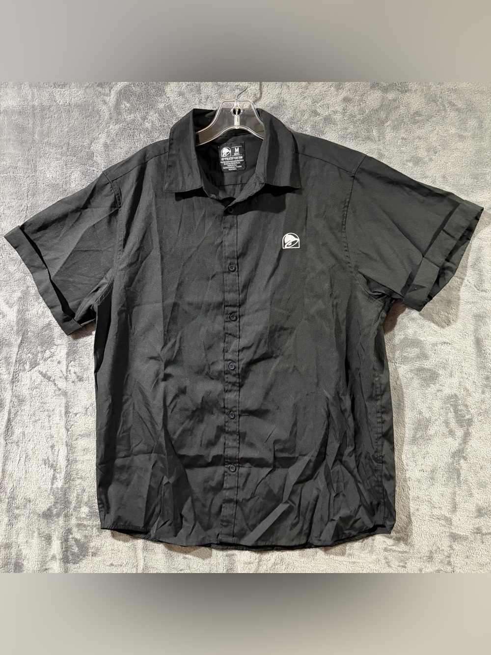 Taco Bell Uniform Work Shirt Black Button Up Logo Fast Food Men’s Size Medium